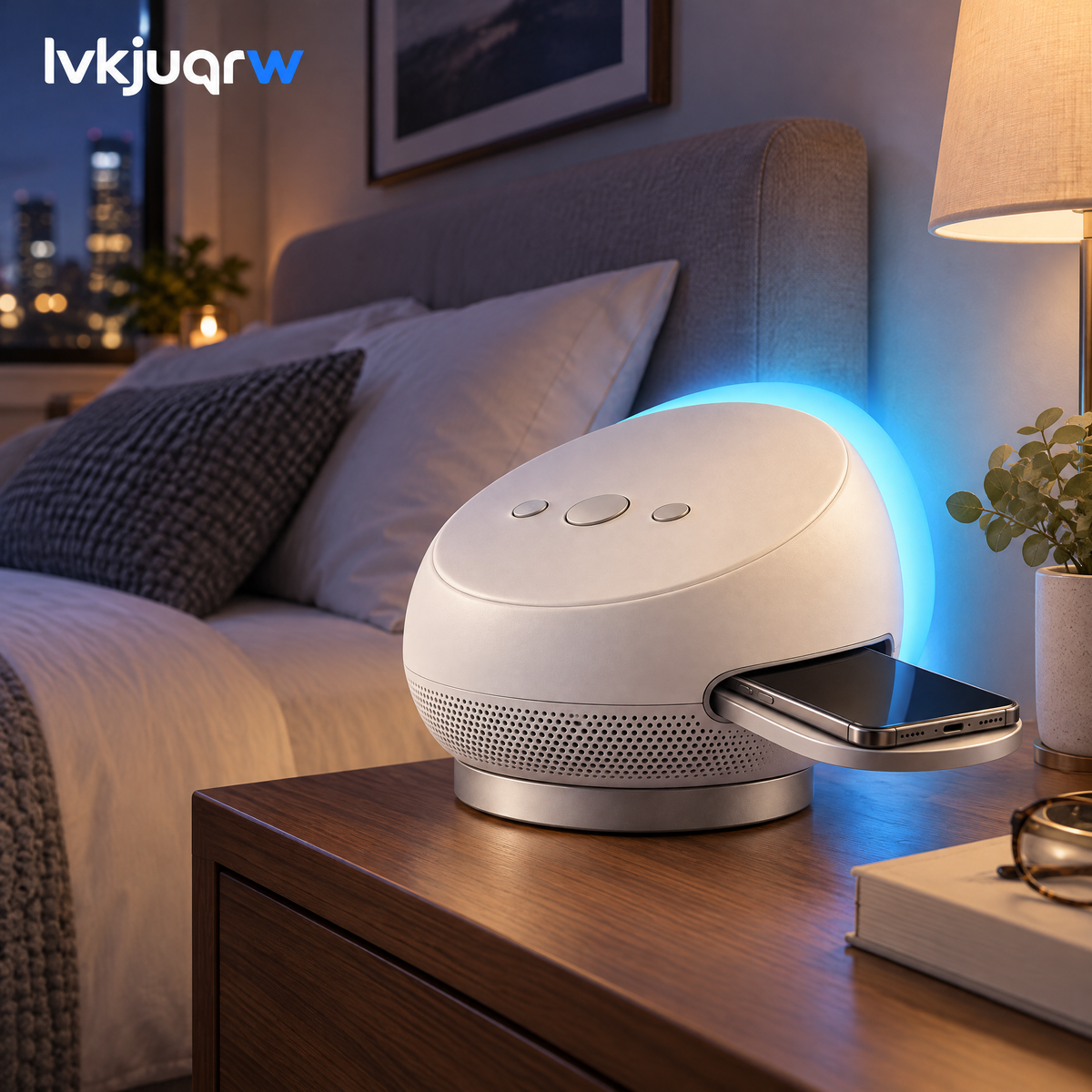 lvkjuqrw GlowNest Ambient Speaker & Charging Station — usage scene